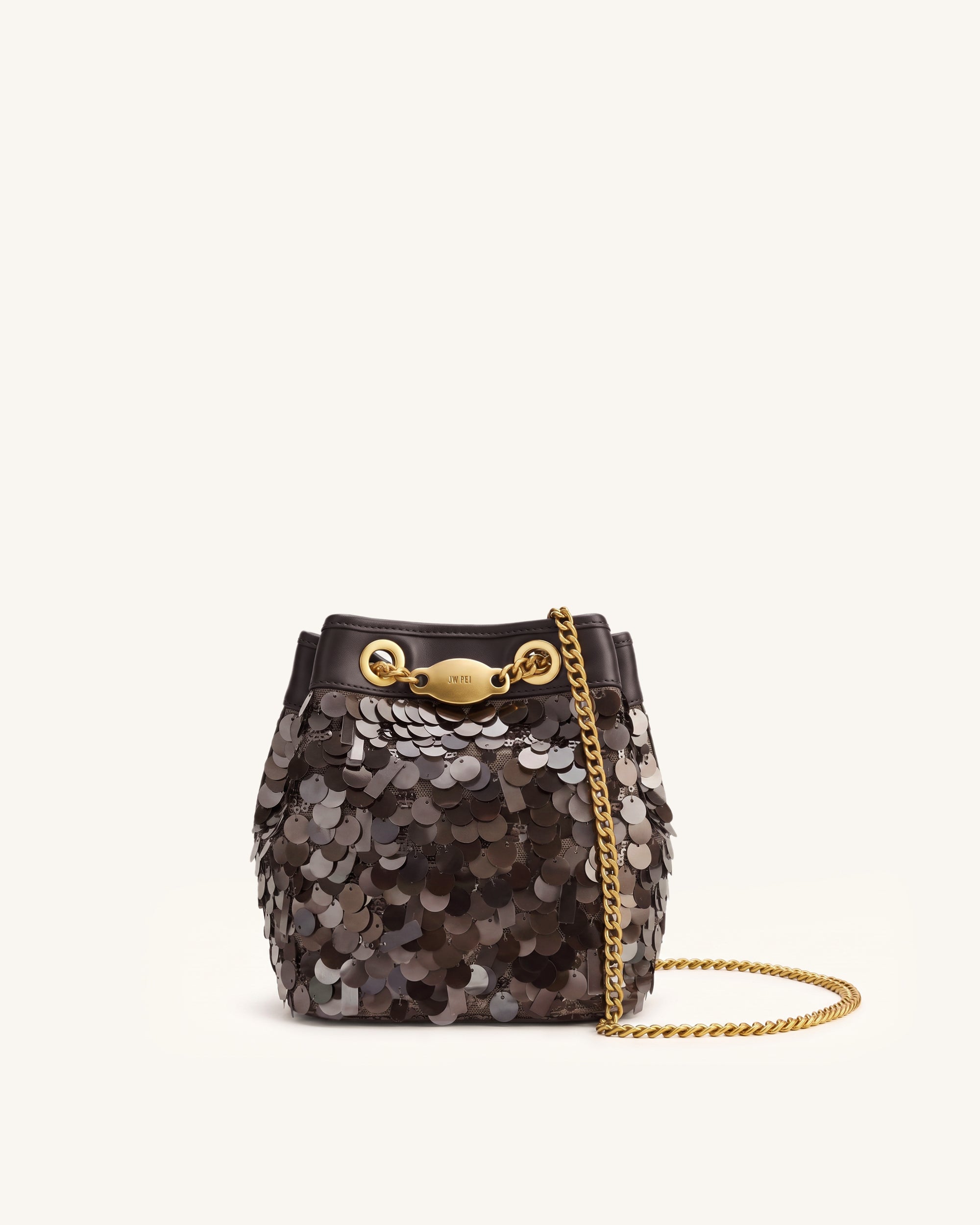 Yara Sequin Bucket Bag - Mocha Brown