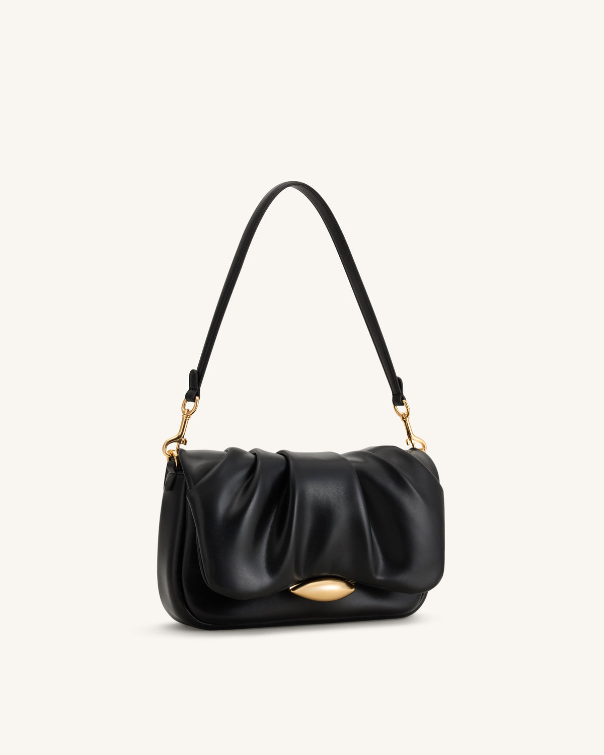 Sofia Ruched Shoulder Bag - Black