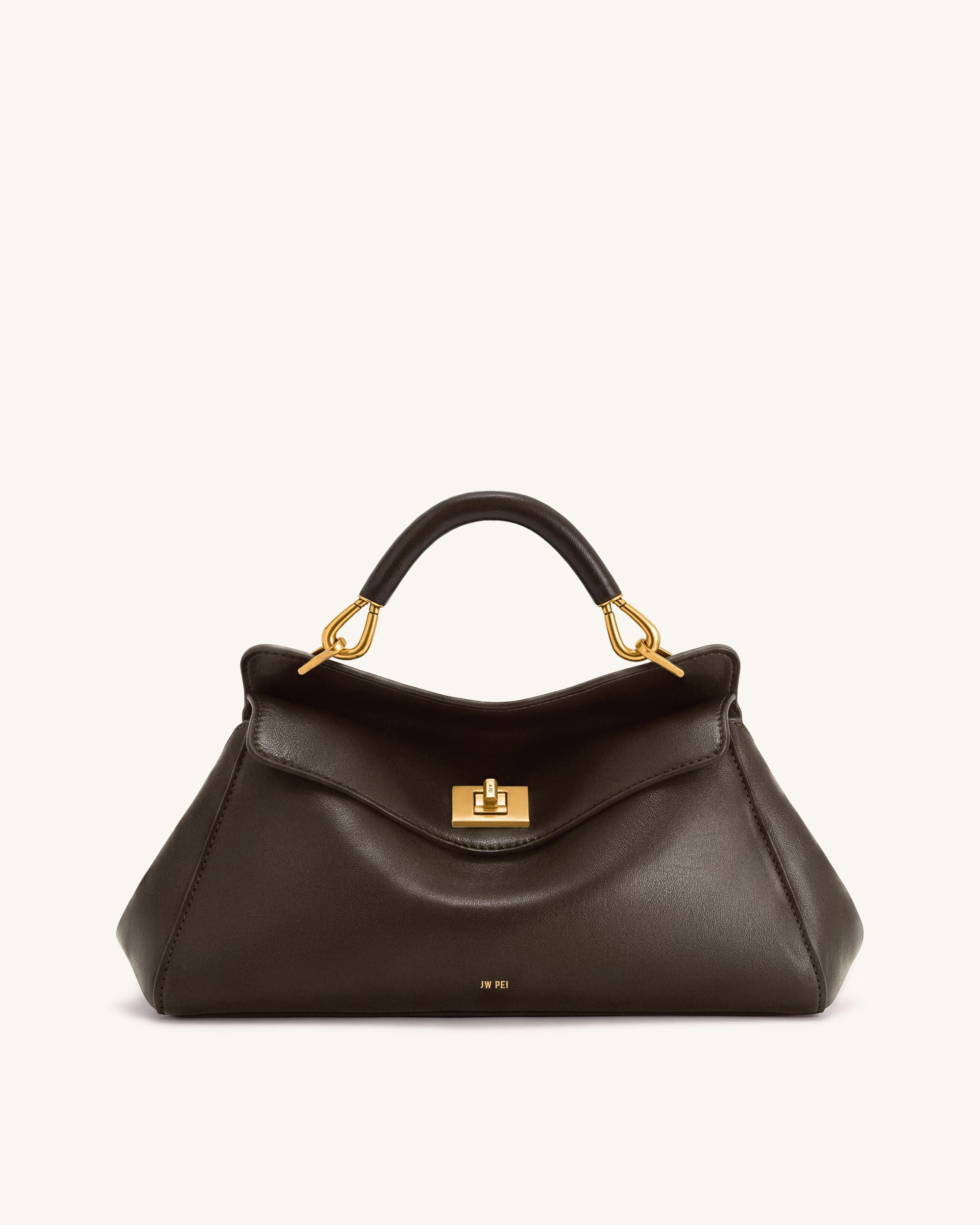 Lucia Elongated Top Handle Bag - Dark Brown