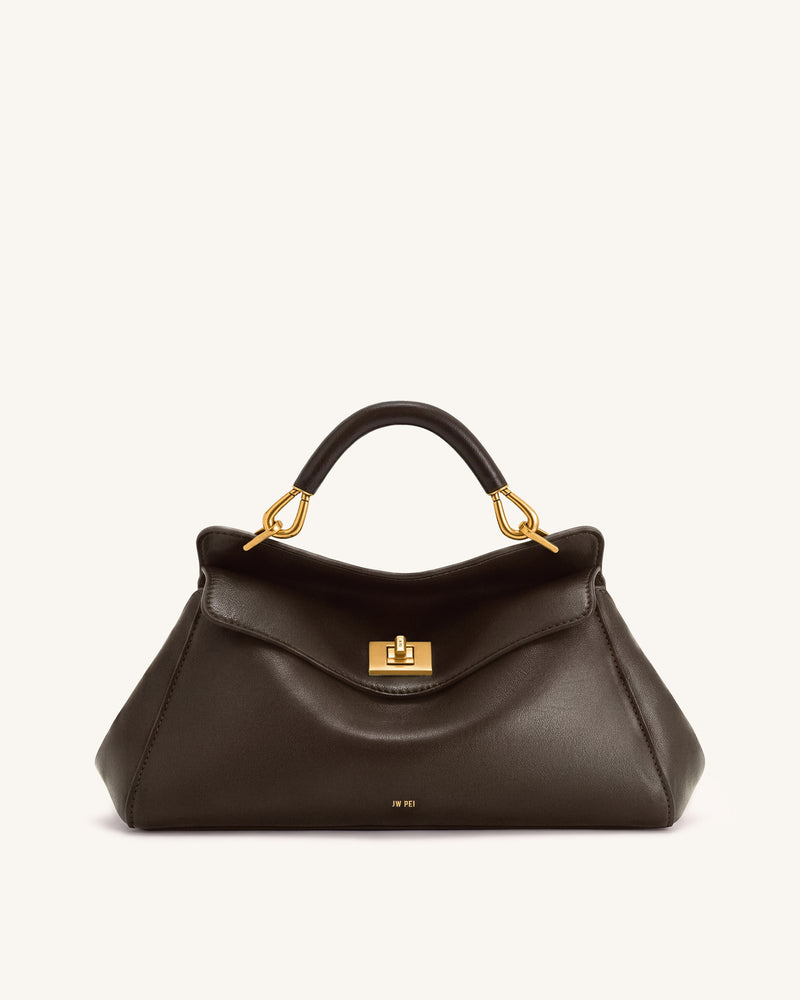 Lucia Elongated Top Handle Bag - Dark Brown
