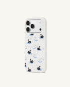 Pearl Swan Embellished Phone Case - White