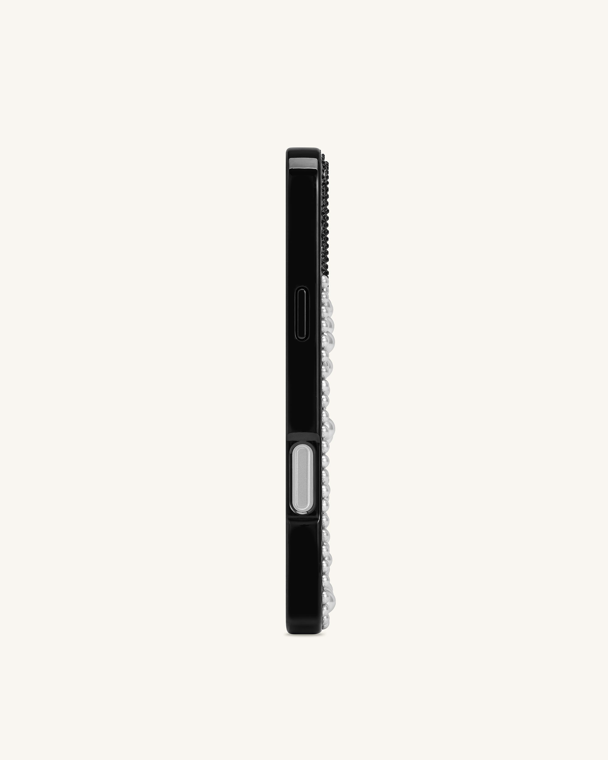 Pearl Artificial Crystal Puppy Phone Case - Black