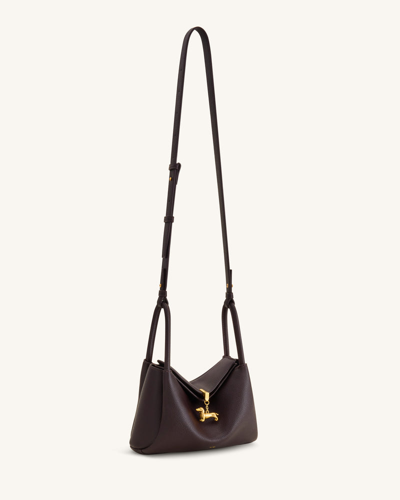 Maelle Dachshund Charm Double Handle Bag - Dark Brown