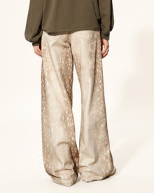 Enchanted Fawn Print Wide Leg Jeans - Vintage Beige