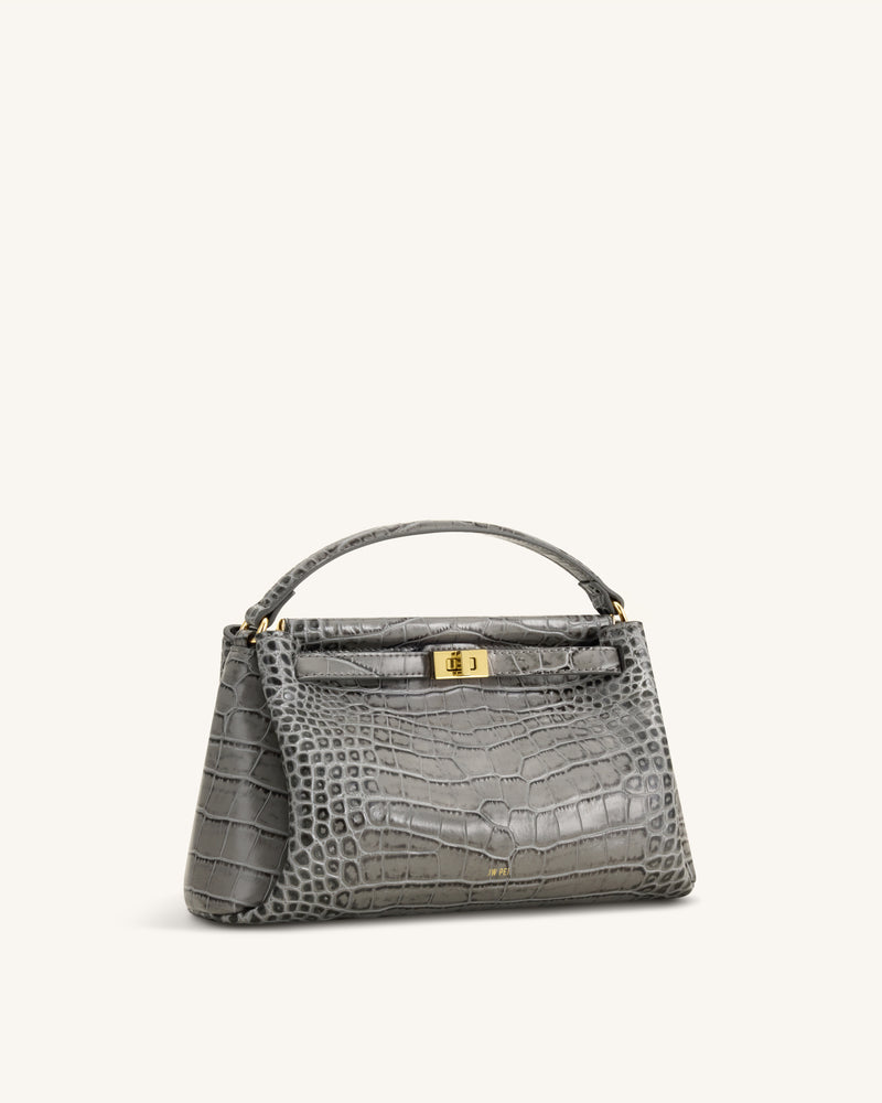 Carmen Top Handle Bag - Grey Croc