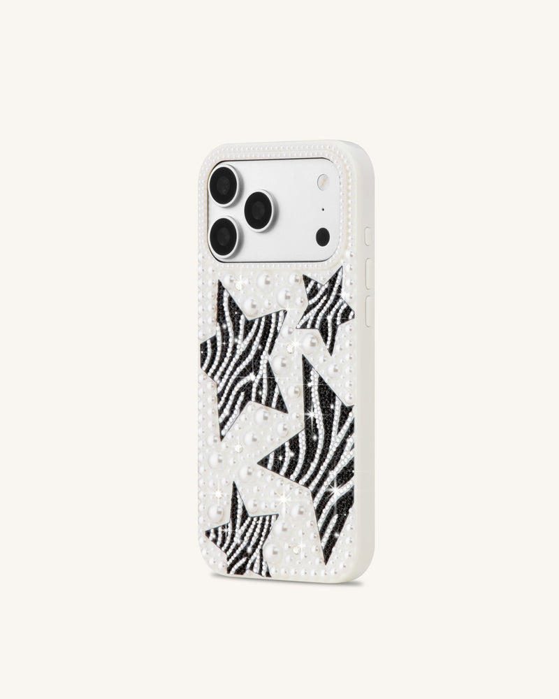 Zebra Star Pearl Phone Case - White