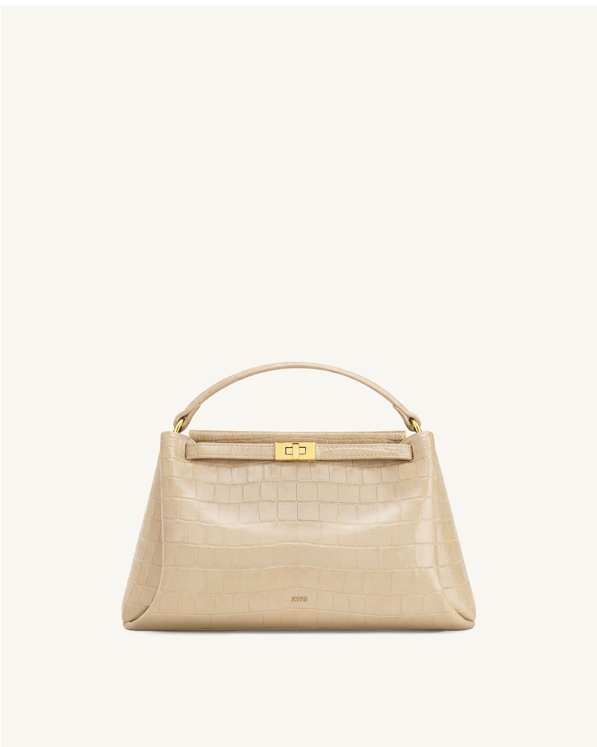 Carmen Top Handle Bag - Beige Croc