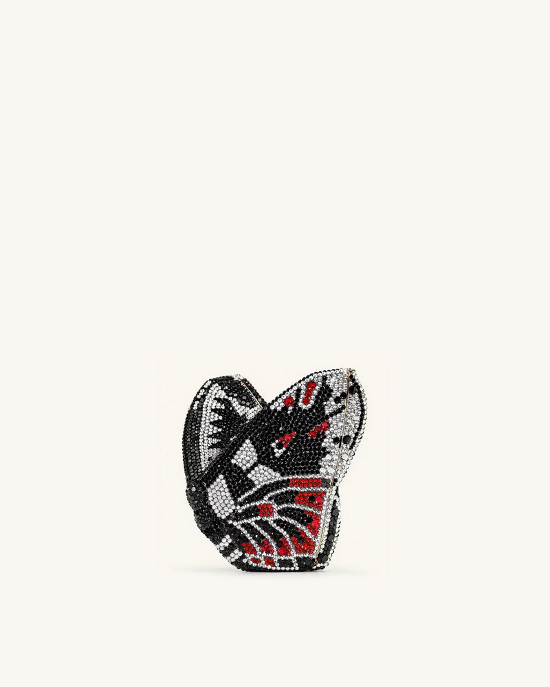 Paisley Crystal Butterfly Clutch - Black
