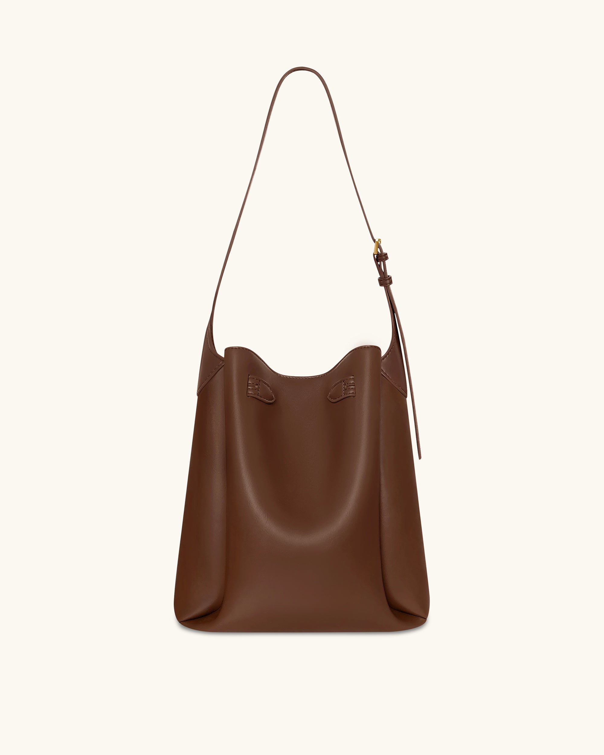 Charlene Double Buckle Hobo Bag - Brown
