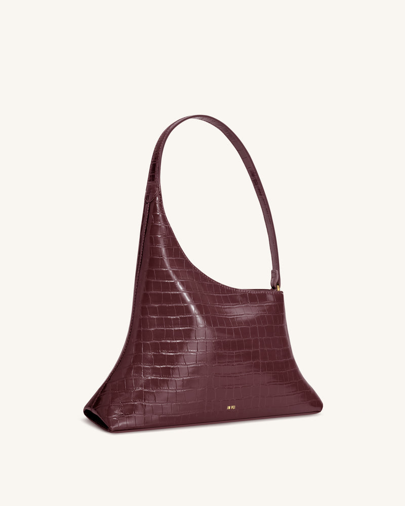 Lyra Shoulder Bag - Burgundy Croc