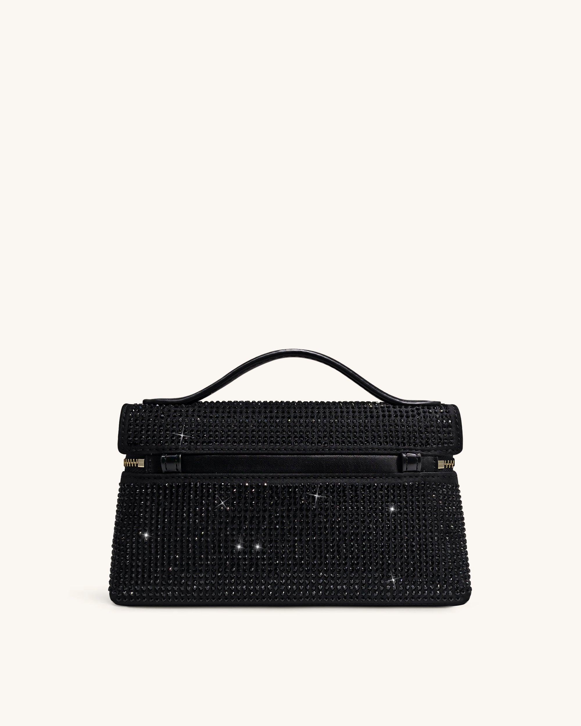Thea Artificial Crystal Top Handle Bag - Black