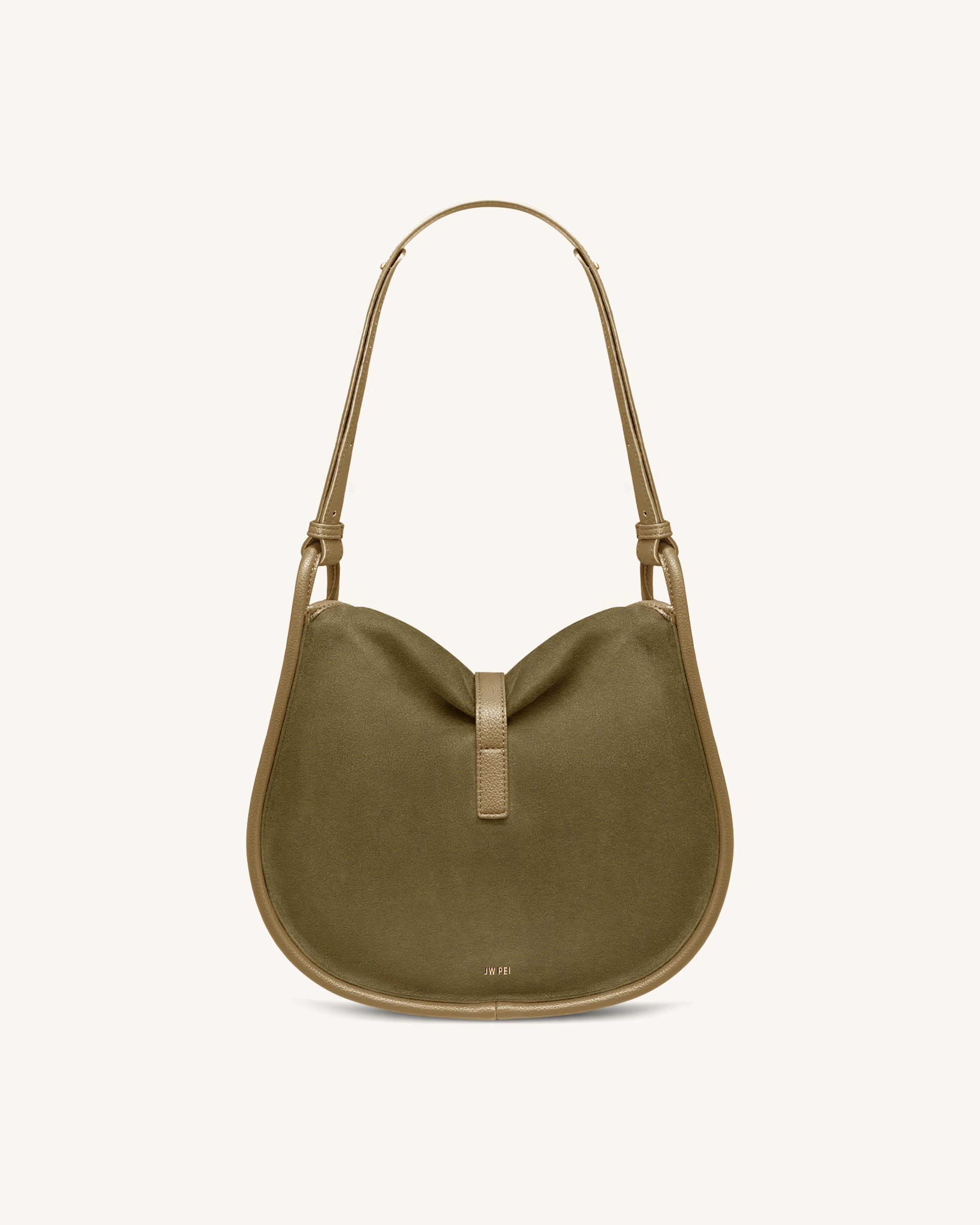 Arla Small Faux Suede Hobo Bag - Olive Green