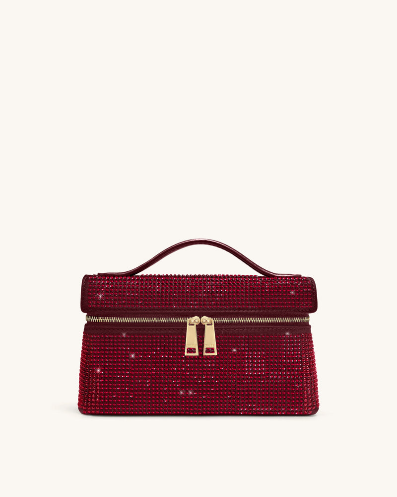 Thea Artificial Crystal Top Handle Bag - Red