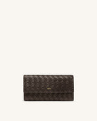 Woven Texture Flap Wallet - Chocolate