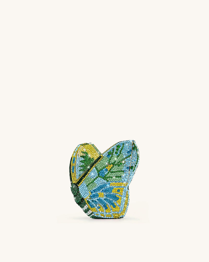 Paisley Crystal Butterfly Clutch - Sky