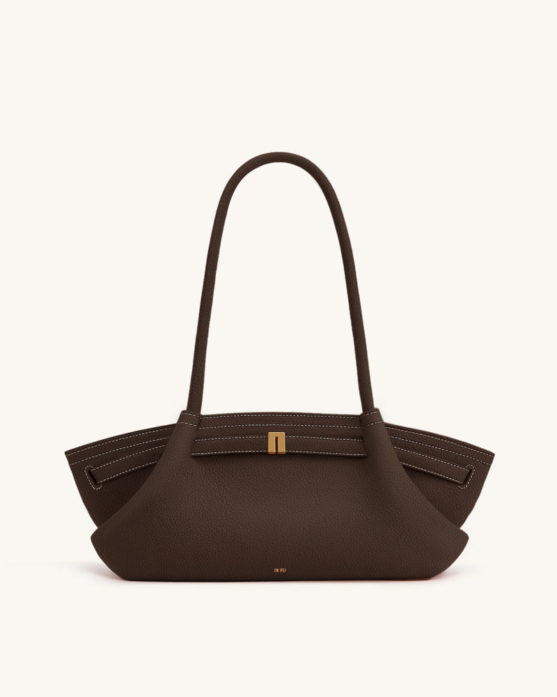 Hana Wide Tote Bag - Dark Brown