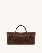 Maeve Dachshund Metal Charm Tote Bag - Dark Brown