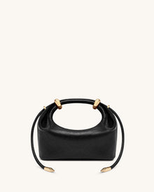 Ellie Metal Ring Embellished Top Handle Bag - Black