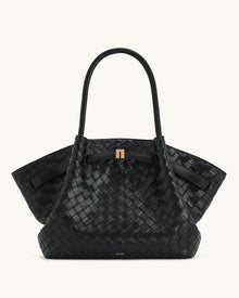 Hana Large Weave Texture Tote Bag - Black