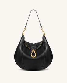 Daria Metal Pendant Embellished Shoulder Bag - Black