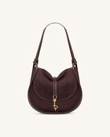 Arla Small Faux Suede Hobo Bag - Chocolate