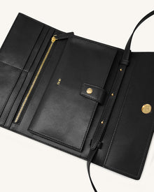 Woven Texture Flap Wallet - Black