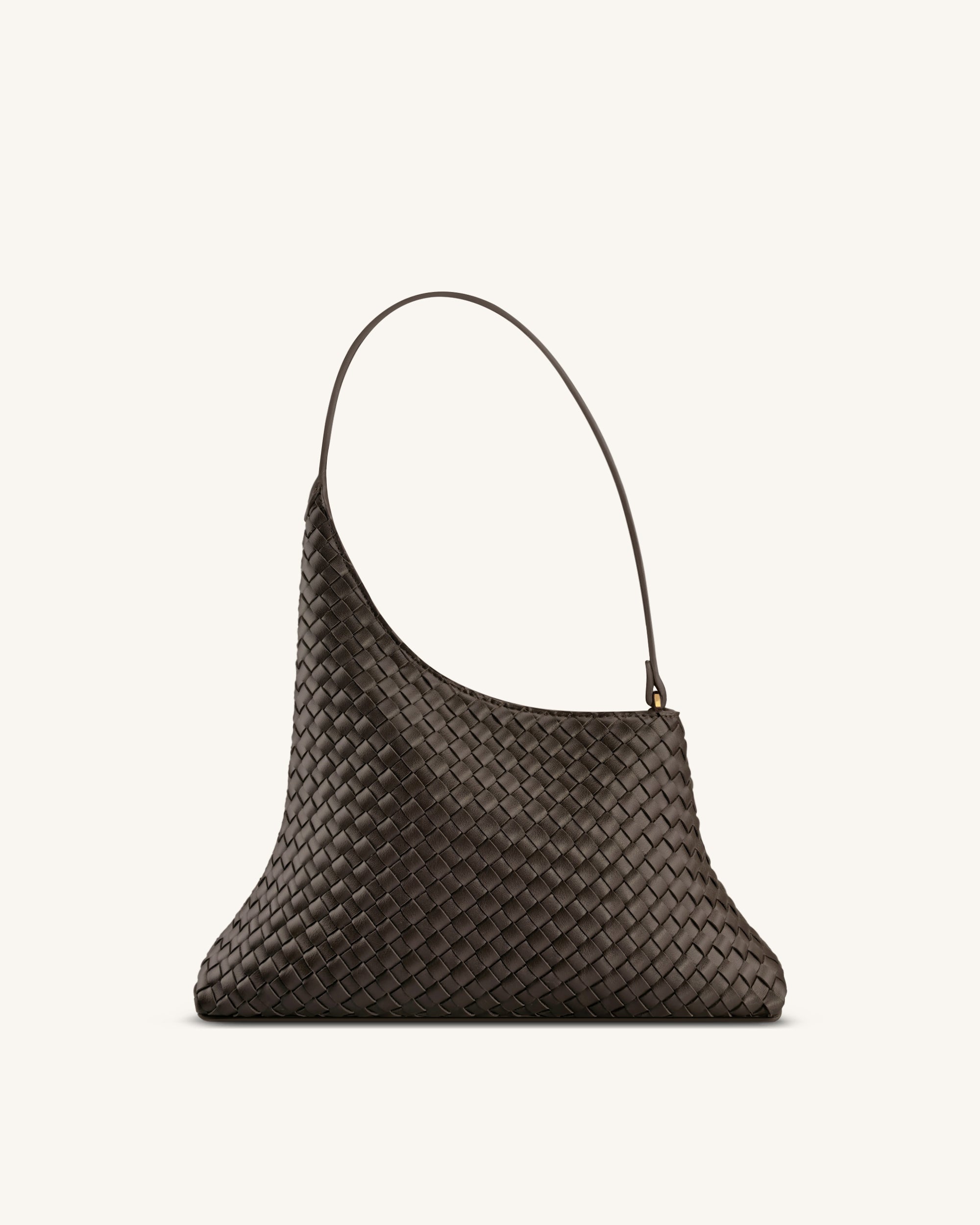 Lyra Woven Shoulder Bag – Dark Brown