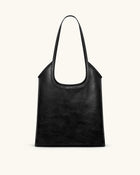 Brooke Belted Embellished Shoulder Tote Bag - Black
