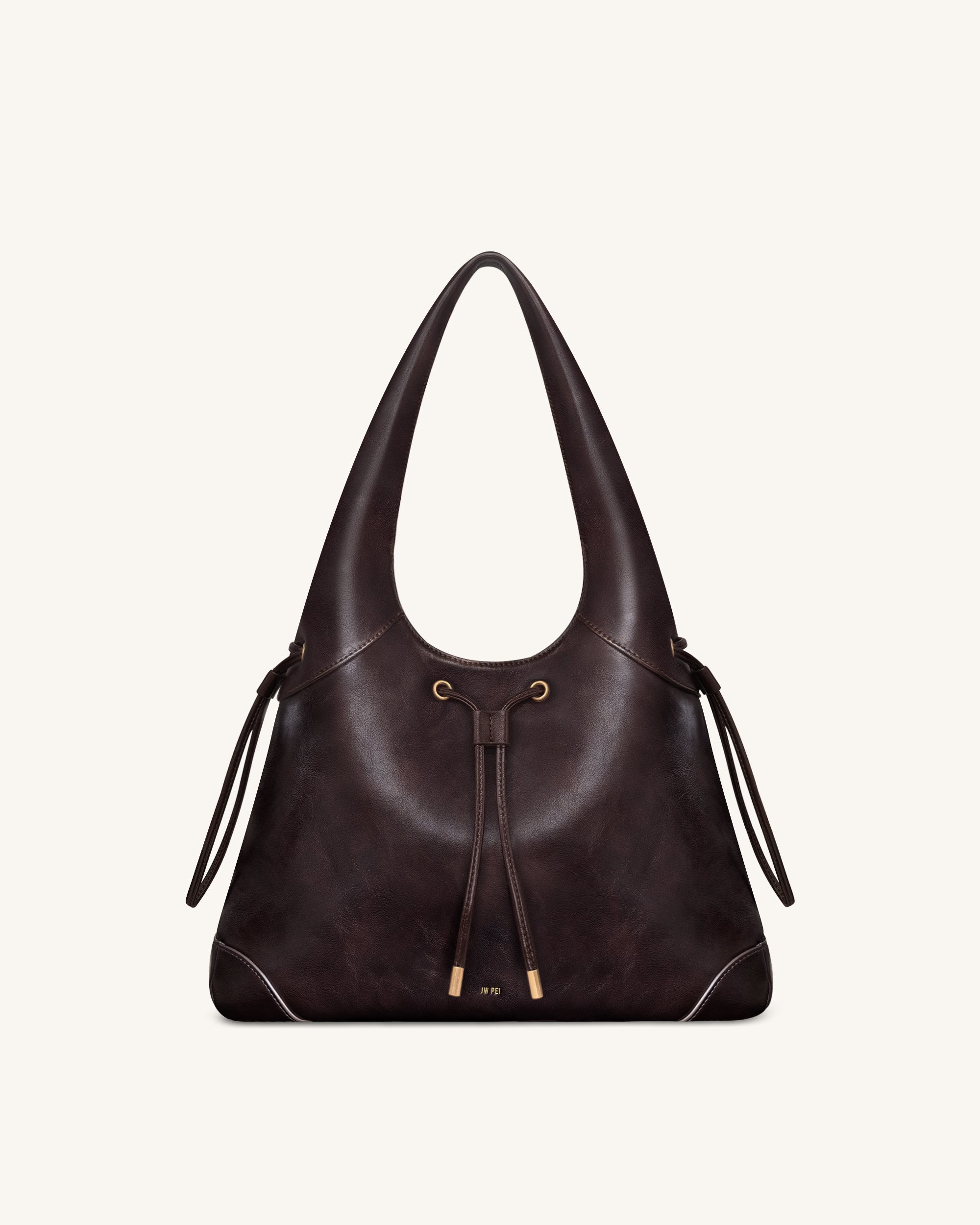 Elara Drawstring Hobo Bag - Dark Brown