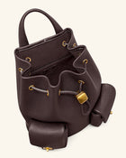 Avery Pebbled Drawstring Utility Backpack – Dark Brown