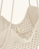 Maribel Woven Panel Tote Bag - Ivory