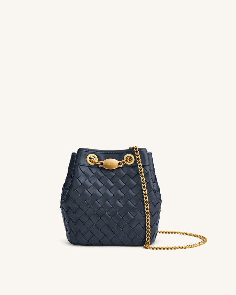 Yara Hand-Woven Bucket Bag - Navy