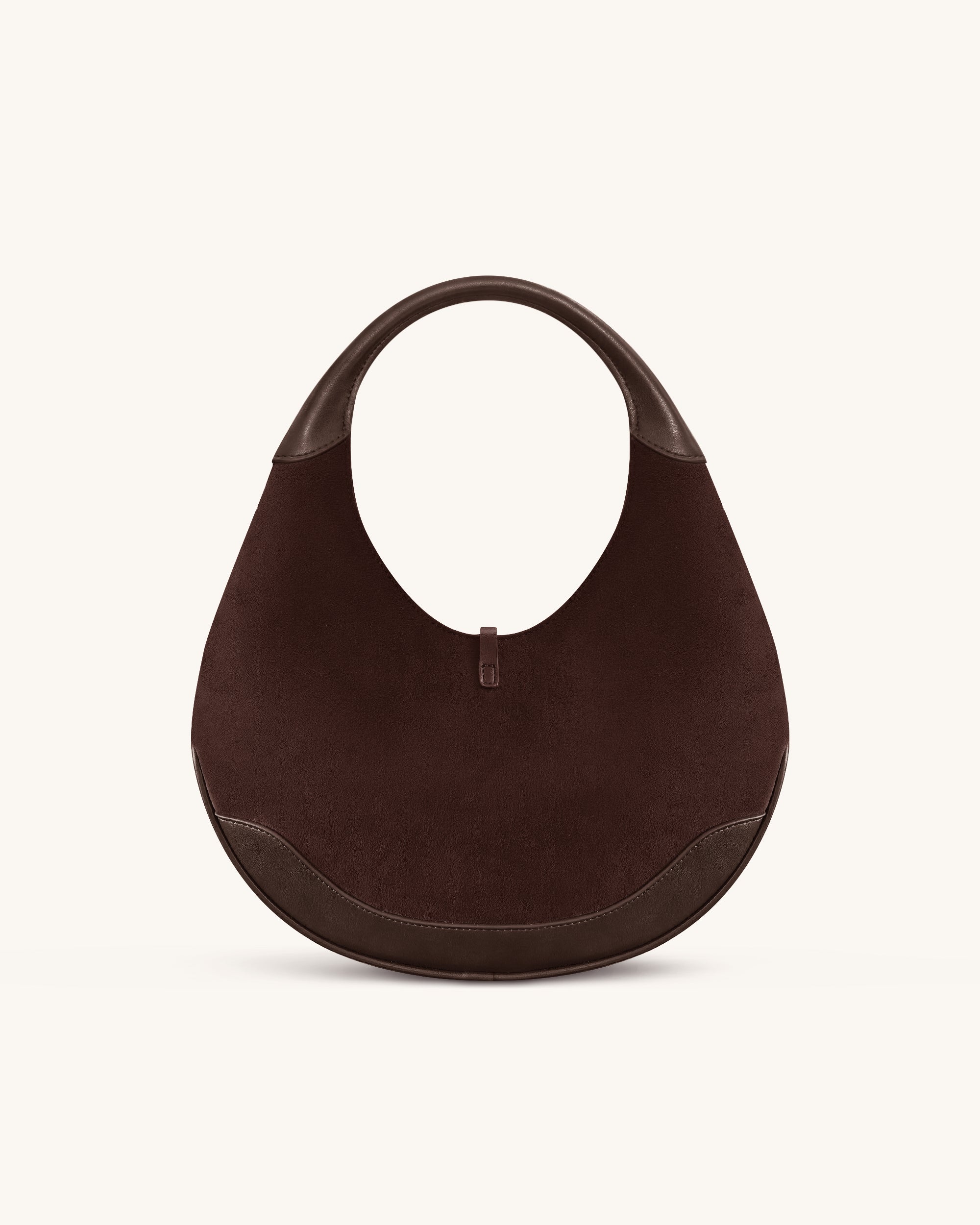 Colette Faux Suede Crescent Hobo Bag - Dark Brown