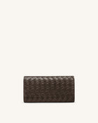 Woven Texture Flap Wallet - Chocolate