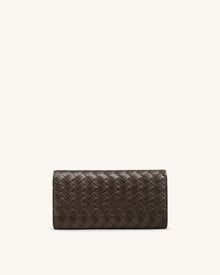 Woven Texture Flap Wallet - Chocolate