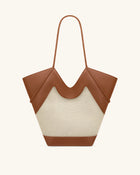 Maribel Panel Tote Bag - Brown Canvas