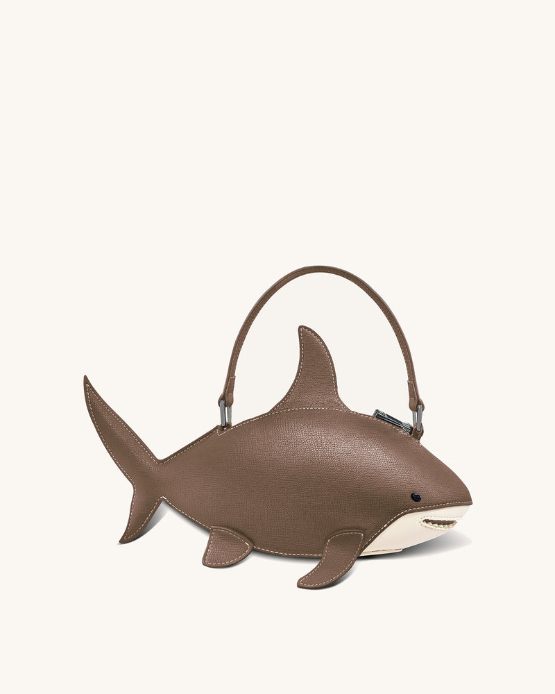Nerys Shark Look Top Handle Bag - Brown