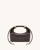Ellie Metal Ring Embellished Top Handle Bag - Dark Brown