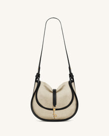 Arla Small Faux Suede Hobo Bag – Black Canvas