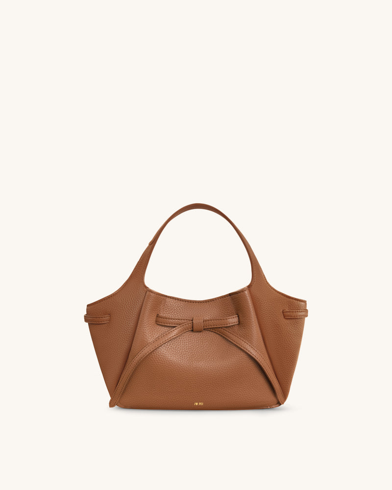 Mabel Soft Bow Tote Bag - Caramel Brown