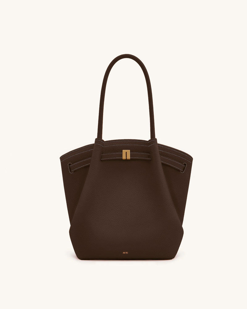 Hana Column Tote Bag - Dark Brown