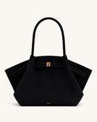 Hana Large Faux Suede Tote Bag - Black