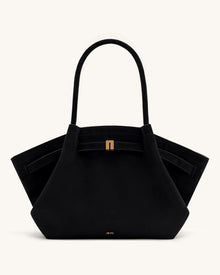 Hana Large Faux Suede Tote Bag - Black