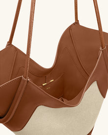 Maribel Panel Tote Bag - Brown Canvas