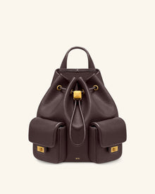 Avery Pebbled Drawstring Utility Backpack – Dark Brown