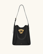Charlene Double Buckle Hobo Bag - Black