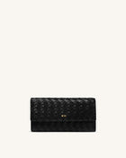 Woven Texture Flap Wallet - Black