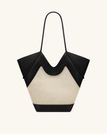 Maribel Panel Tote Bag - Black Canvas