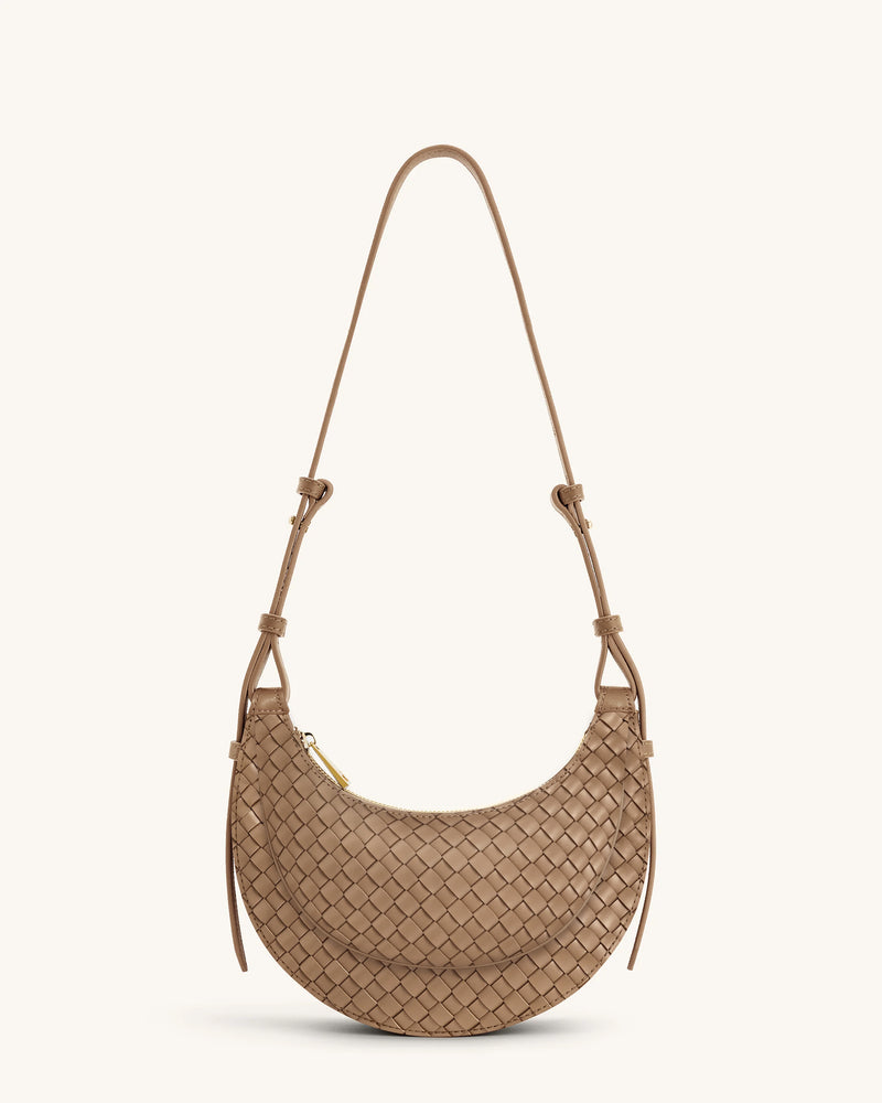 Sharon Woven Crossbody Bag - Almond Beige