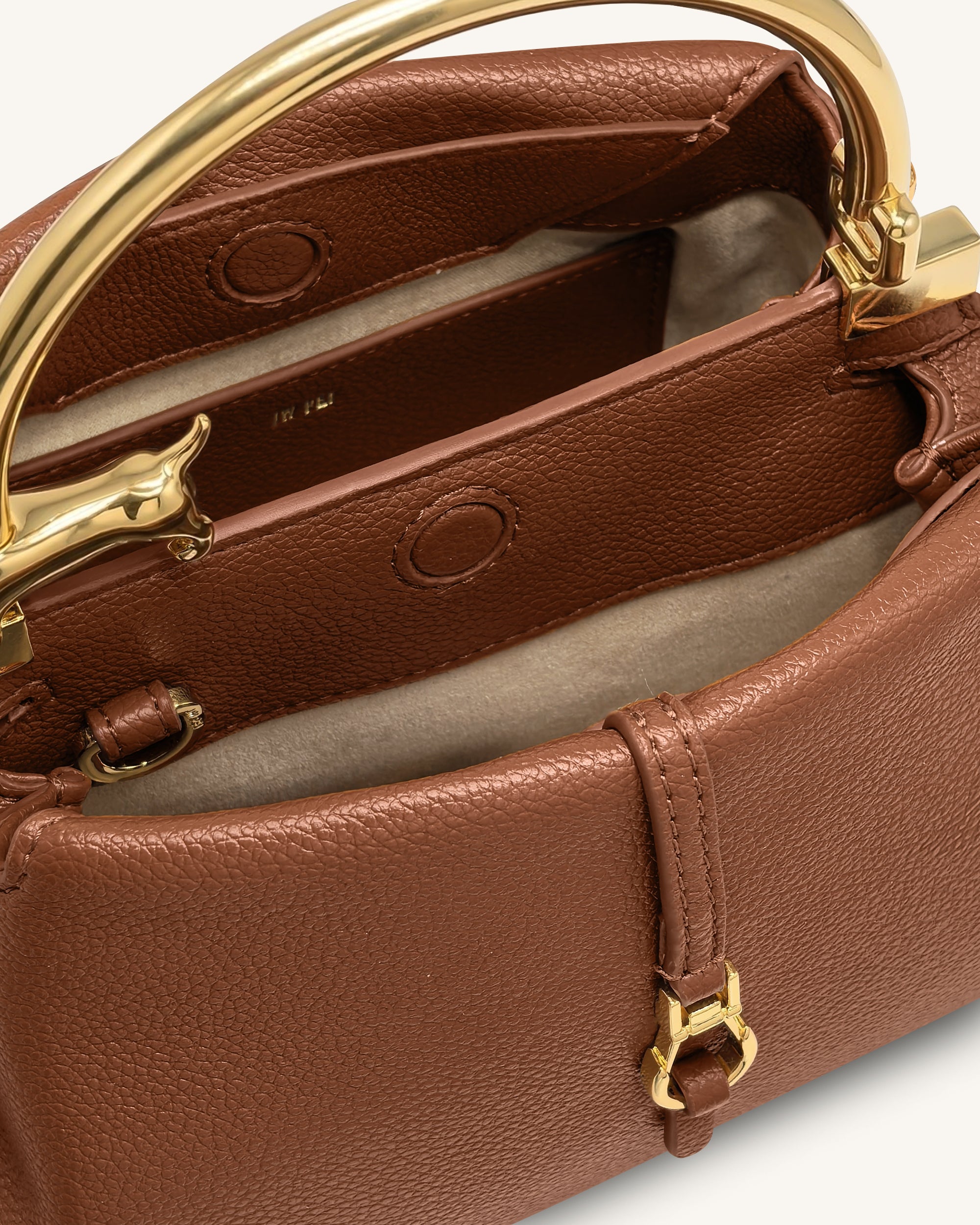 Bruna Dachshund Metal Handle Top Handle Bag - Brown